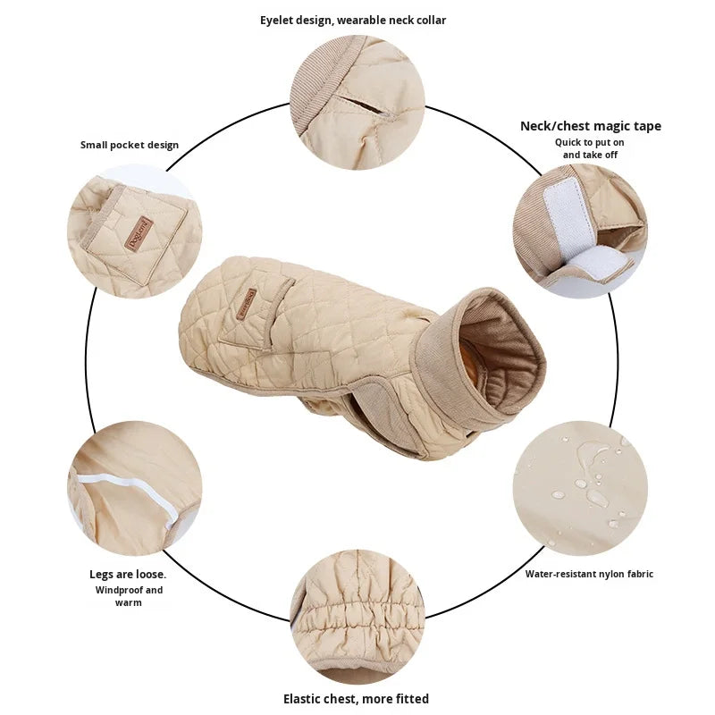 Manteau à carreaux pour teckel – veste d’hiver chaude, confortable et élégante